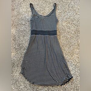 Lucky Brand Navy and Cream Striped Midi Dress